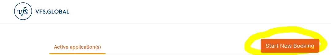 VFS Start New Booking